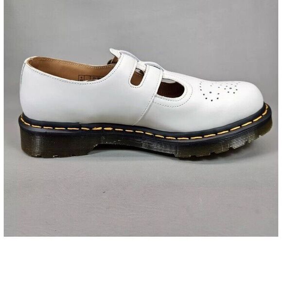 Dr. Martens Sz 8 White Mary Jane Shoes Buckle Doc Martens 8065 Smooth Leather - Picture 7 of 13